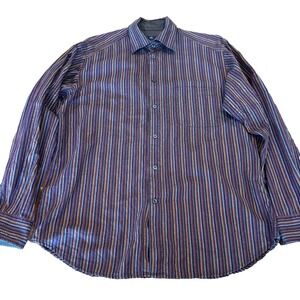 Zegna Sport Men's XL Long Sleeve striped button down shirt burgundy preppy